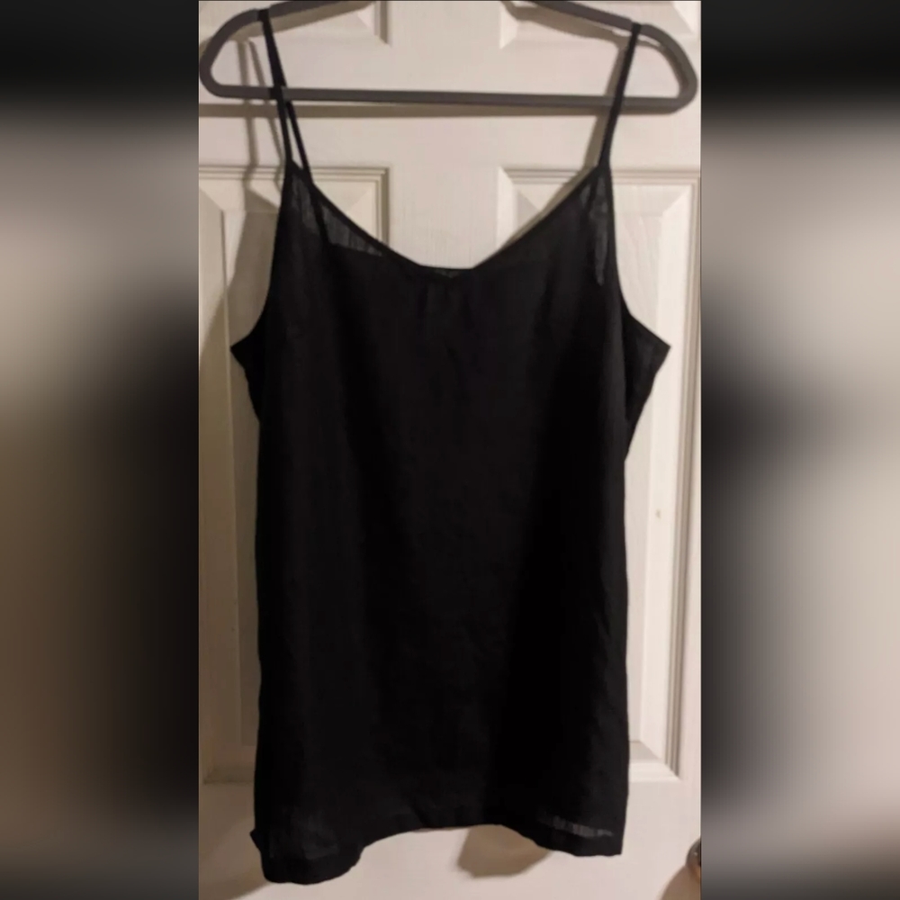 Marina Rinaldi Black Long Linen Cami Top US 10 Marina Size 19 Spring